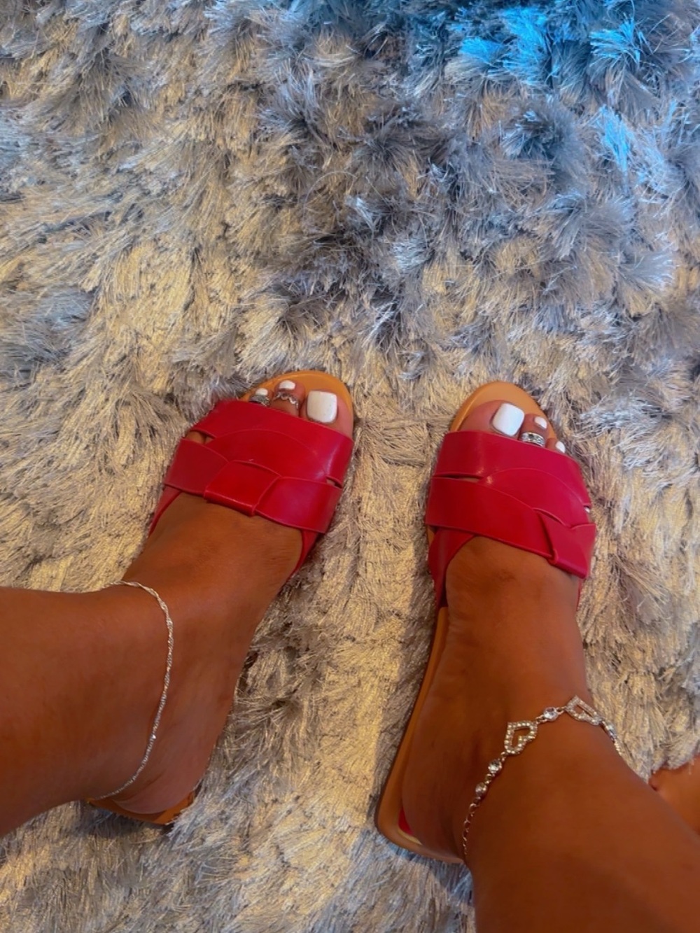 Zara Red Braided Slide Sandals